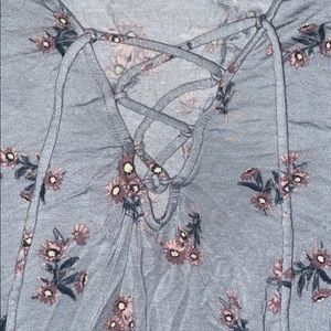 Lace-Up Flowered Garage T-Shirt